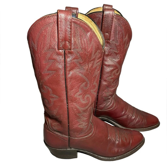 Dan Post Vintage Black Cherry Brown Leather‎ Men’s Cowboy Boots 16773 size 8.5 D